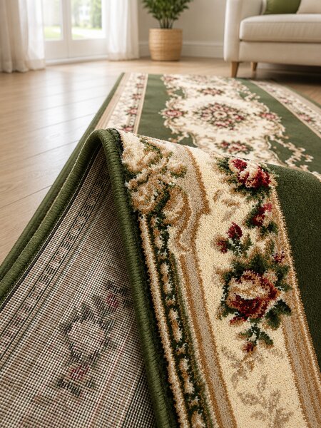 Traversa Hol, Model Clasic 574 310, Traversa Latime 80 cm, Verde Crem, Festonata la capete 80 x 200
