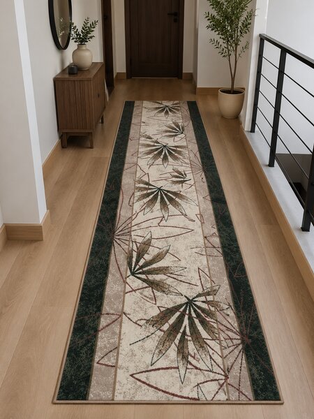 Model Lotos 552 130, Traversa festonata, Latime 80 cm, Crem Verde 80 x 300, Dreptunghi, Verde