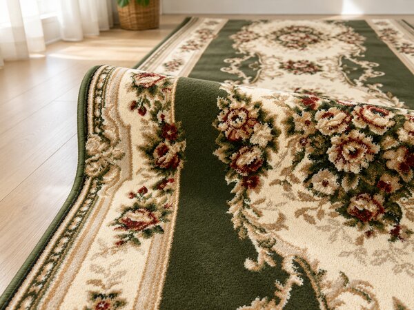 Traversa Hol, Model Clasic 574 310, Traversa Latime 80 cm, Verde Crem, Festonata la capete 80 x 200
