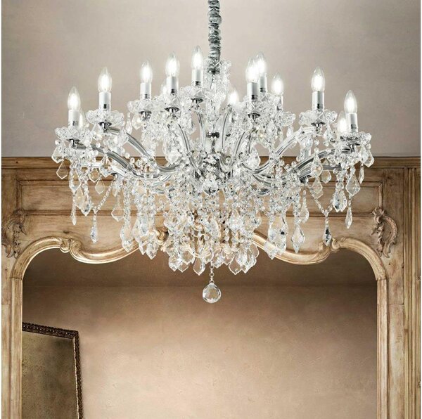 Lustră de cristal pe cablu Ideal Lux FLORIAN 18xE14/40W/230V