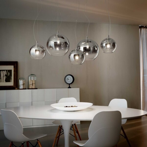 Ideal Lux - Pendul suspendat pe cablu NEMO PLUS 5xE27/42W/230V crom lucios/gri fumuriu