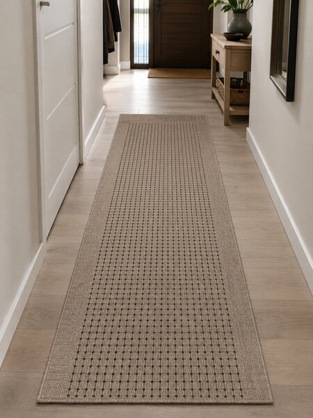 Traversa Antiderapanta Hol Bucatarie, Model Lester Mocha, Maro 67 x 400