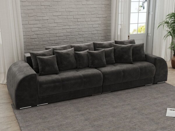 Canapea extensibilă dumonde cu 2 lăzi de depozitare si sezut confortabil din spuma high-density, Verona Madagaskar Black 310x120 cm