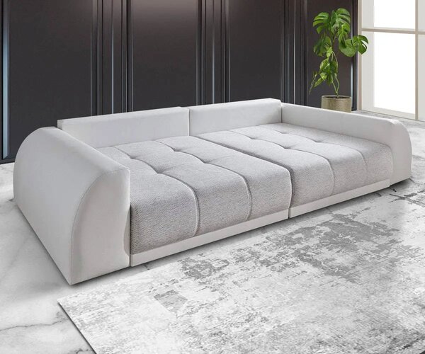 Canapea extensibilă dumonde cu 2 lăzi de depozitare si sezut confortabil din spuma high-density, Verona Loft White 310x120 cm