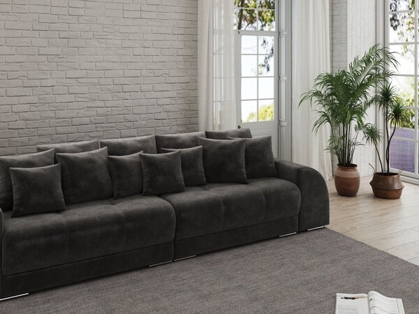 Canapea extensibilă dumonde cu 2 lăzi de depozitare si sezut confortabil din spuma high-density, Verona Madagaskar Black 310x120 cm