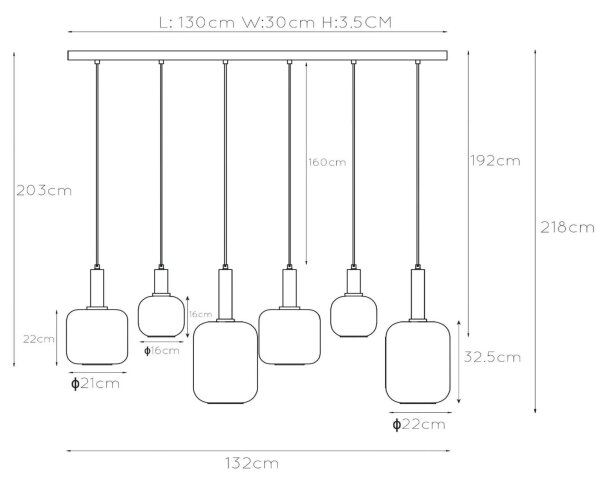 Lucide 45494/06/65 - Lustră pe cablu JOANET 6xE27/40W/230V