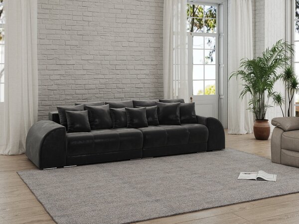 Canapea extensibilă dumonde cu 2 lăzi de depozitare si sezut confortabil din spuma high-density, Verona Madagaskar Black 310x120 cm
