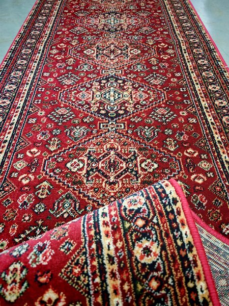 Traversa Hol Pensiune Biserica, Model Clasic 15040 210, Festonata, Latime 80 cm, Rosu Grena 80 x 200