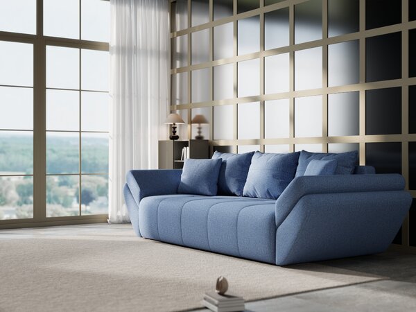 Canapea extensibilă dumonde cu ladă de depozitare si sezut confortabil din spuma high-density, Berlin Enjoy Blue 250x100 cm