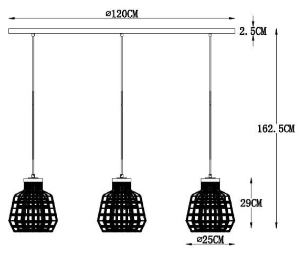 Lustră pe cablu Lucide 02406/03/36 FIONA 3xE27/60W/230V
