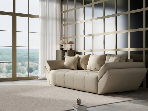 Canapea extensibilă dumonde cu ladă de depozitare si sezut confortabil din spuma high-density, Berlin Enjoy Camel 250x100 cm