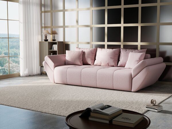 Canapea extensibilă dumonde cu ladă de depozitare Berlin Enjoy Flamingo 250x100 cm