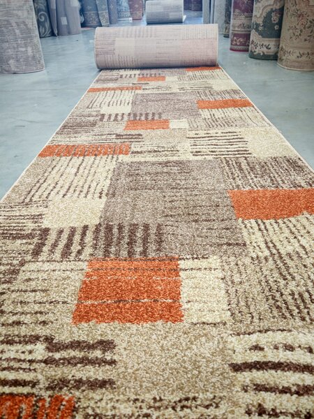 Traversa Hol festonata, Model Orlando 22002, Maro Portocaliu, Latime 120 cm 120 x 200