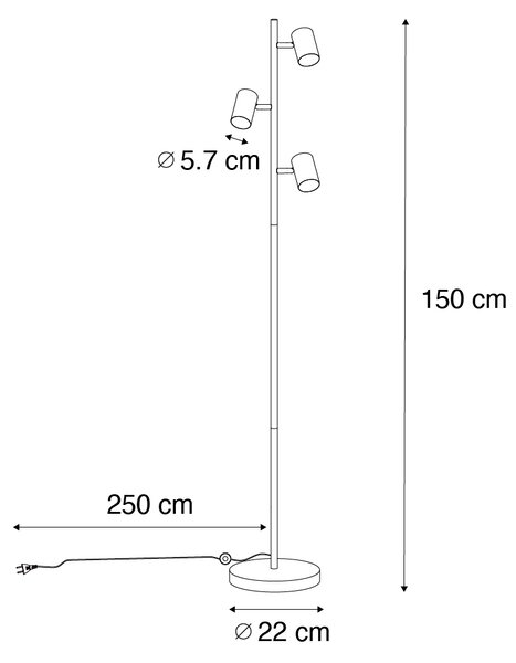 Lampa de podea moderna bronz 3 lumini - Jeana