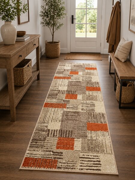 Traversa Hol festonata, Model Orlando 22002, Maro Portocaliu, Latime 120 cm 120 x 200