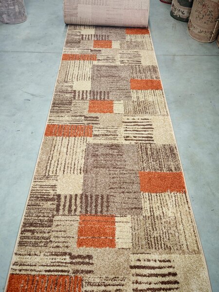 Traversa Hol festonata, Model Orlando 22002, Maro Portocaliu, Latime 100 cm 100 x 200