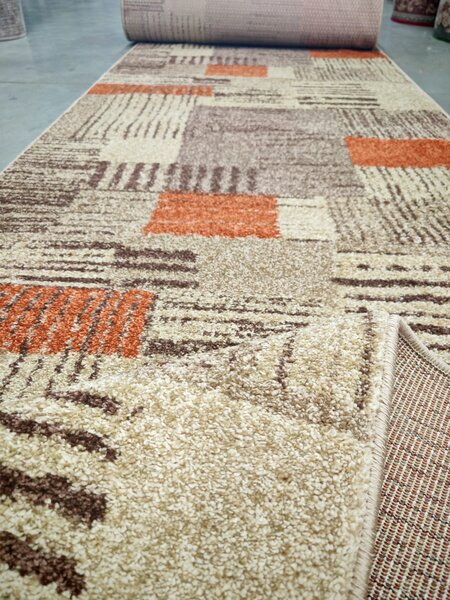 Traversa Hol festonata, Model Orlando 22002, Maro Portocaliu, Latime 120 cm 120 x 200