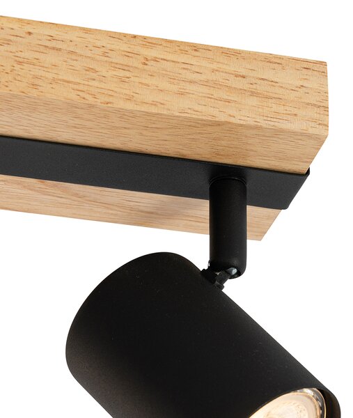 Spot inteligent de tavan negru cu lemn 3 lumini rotativ și înclinabil, incl. Wifi GU10 50mm - Jeana
