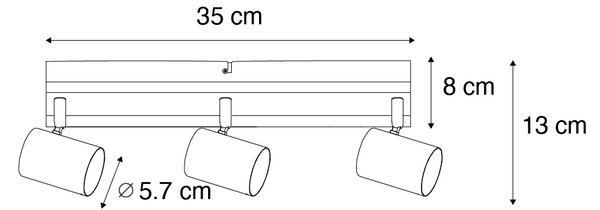 Spot inteligent de tavan negru cu lemn 3 lumini rotativ și înclinabil, incl. Wifi GU10 50mm - Jeana
