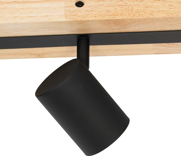 Spot inteligent de tavan negru cu lemn 3 lumini rotativ și înclinabil, incl. Wifi GU10 50mm - Jeana