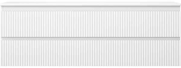 Mexen Rivel, mobilier de baie sub lavoar 140 cm cu partea superioară, 2 sertare, canelat, alb mat, 91A20-14047-2-BFFC01