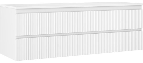Mexen Rivel, mobilier de baie sub lavoar 140 cm cu partea superioară, 2 sertare, canelat, alb mat, 91A20-14047-2-BFFC01