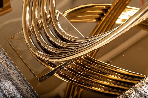 Masa HERMES, alb cu efect de marmura/auriu, ceramica/metal, 160x90x75