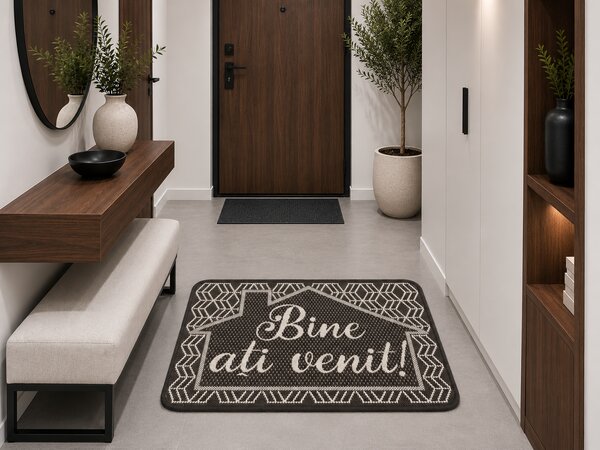 Covor Pentru Usa Intrare, Flex 19683 80, Antiderapant, Gri , 50 x 80 cm 50x80