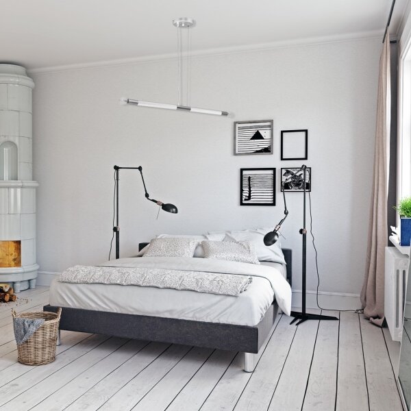 Lustră pe cablu BASTONE WHITE 2xE14/40W/230V albă/crom lucios