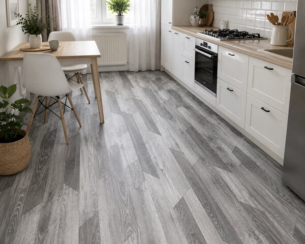 Linoleum Model Hungarian 990, Latime 200 cm, Gri 200 x 400