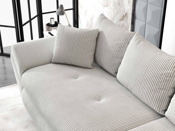 Canapea extensibilă dumonde cu ladă de depozitare si sezut confortabil din spuma high-density, Loana Zoom Cream 300x100 cm