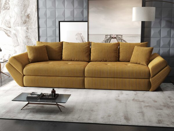Canapea extensibilă dumonde cu ladă de depozitare Loana Zoom Mustar 300x100 cm
