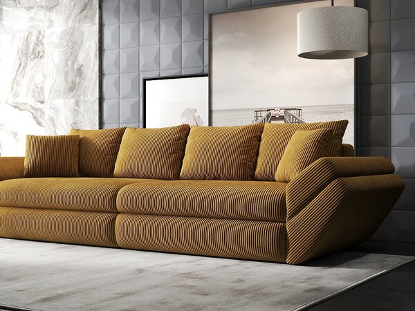 Canapea extensibilă dumonde cu ladă de depozitare Loana Zoom Mustar 300x100 cm