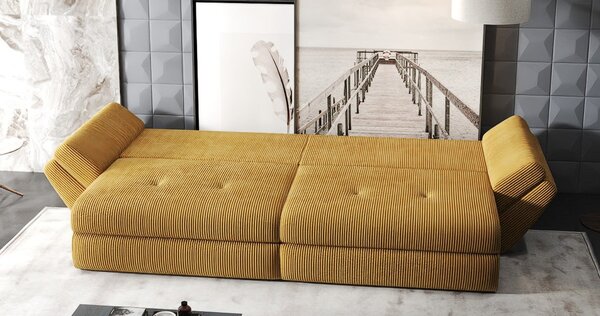 Canapea extensibilă dumonde cu ladă de depozitare Loana Zoom Mustar 300x100 cm