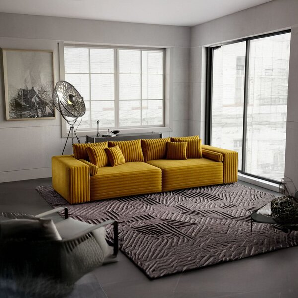 Canapea extensibilă dumonde cu ladă de depozitare Marbela Ambience Mustar XXL 295x120 cm