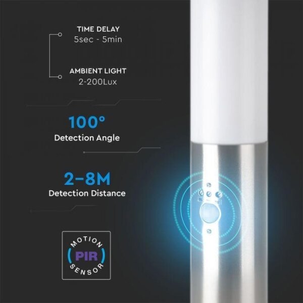 Lampă de exterior cu senzor 1xE27/60W/230V IP44 45cm crom mat
