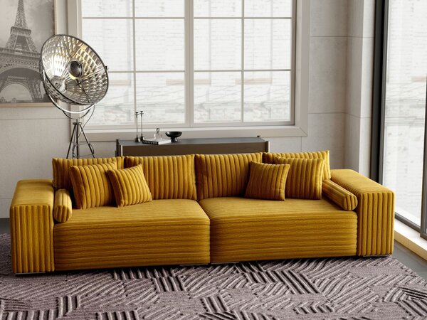 Canapea extensibilă dumonde cu ladă de depozitare Marbela Ambience Mustar XXL 295x120 cm