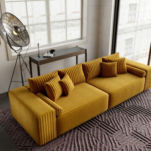 Canapea extensibilă dumonde cu ladă de depozitare Marbela Ambience Mustar XXL 295x120 cm