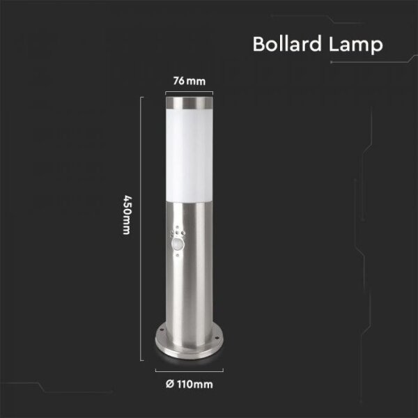 Lampă de exterior cu senzor 1xE27/60W/230V IP44 45cm crom mat