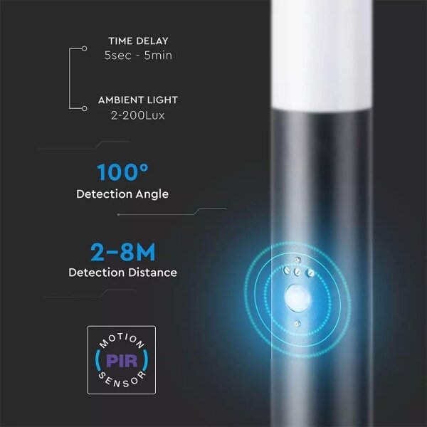 Lampă de exterior cu senzor 1xE27/60W/230V IP44 110cm neagră