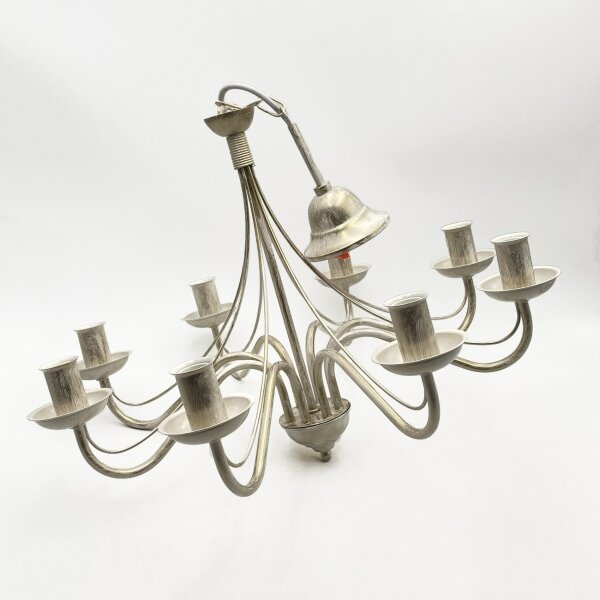 Candelabru suspendat pe lanț ANTON 8xE14/60W/230V, patină albă
