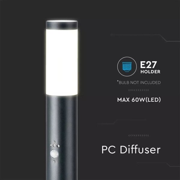Lampă de exterior cu senzor 1xE27/60W/230V IP44 110cm antracit