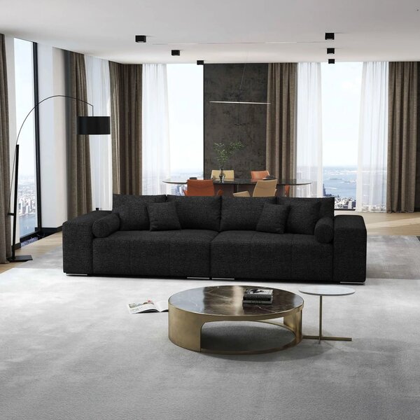 Canapea extensibilă dumonde cu ladă de depozitare Marbela Enjoy Black XXL 295x120 cm