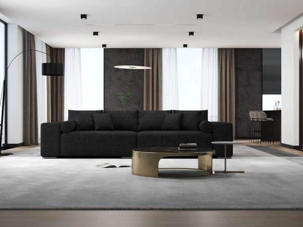 Canapea extensibilă dumonde cu ladă de depozitare Marbela Enjoy Black XXL 295x120 cm
