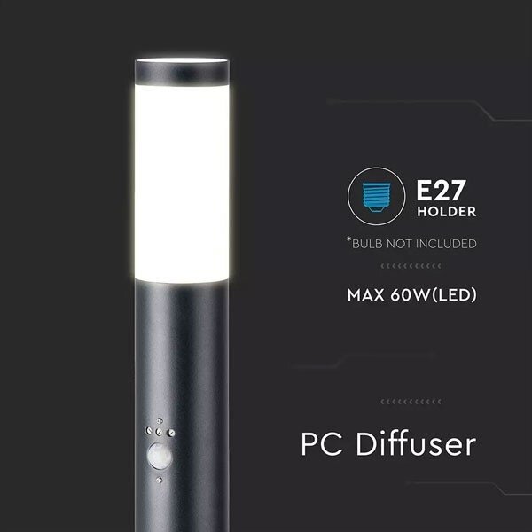 Lampă de exterior cu senzor 1xE27/60W/230V IP44 80cm neagră