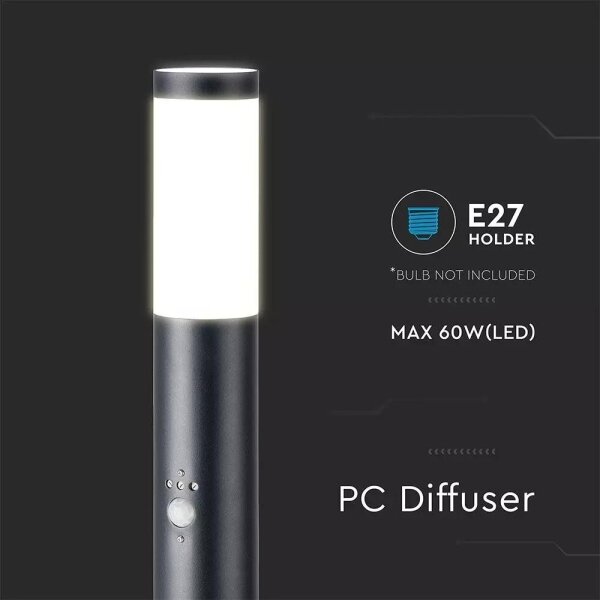 Lampă de exterior cu senzor 1xE27/60W/230V IP44 110cm neagră