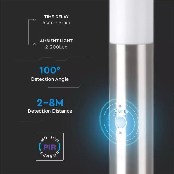 Lampă de exterior cu senzor 1xE27/60W/230V IP44 110cm crom mat