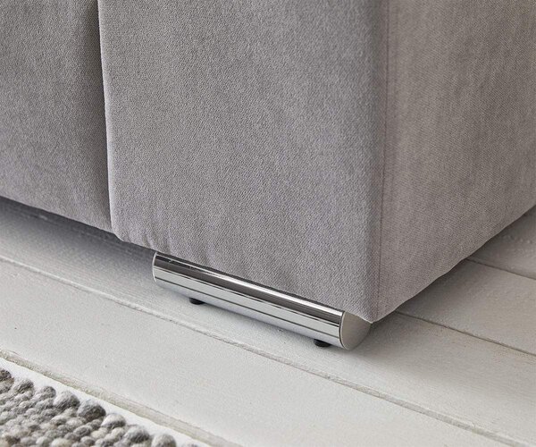 Canapea extensibilă dumonde cu ladă de depozitare si sezut confortabil din spuma high-density, Marbela Enjoy Silver XXL 295x120 cm cu taburet inclus