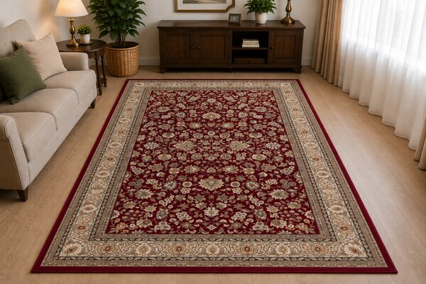 Covor Clasic Sufragerie, Model Premium Kasmar 8746 014, Rosu Rosu, 80 x 150, Dreptunghi