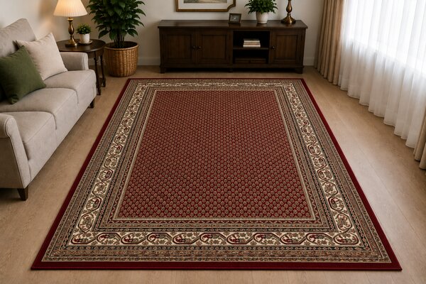 Covor Clasic Sufragerie, Model Premium Kasmar 9595-014, Rosu Rosu, Dreptunghi, 80 x 150